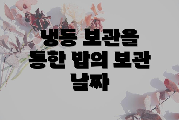 냉동 보관을 통한 밥의 보관 날짜