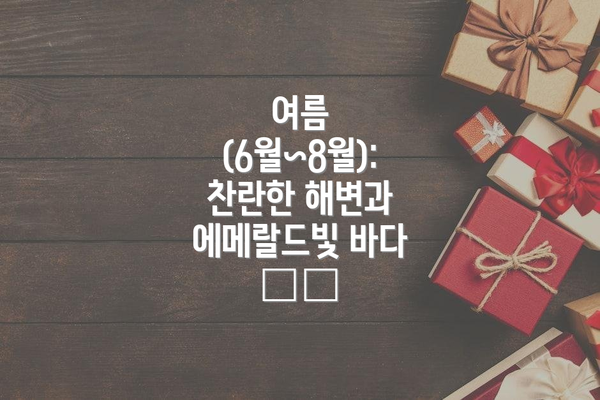 여름 (6월~8월): 찬란한 해변과 에메랄드빛 바다 🏖️