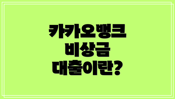 카카오뱅크 비상금 대출이란?