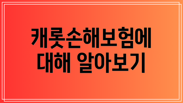 캐롯손해보험에 대해 알아보기