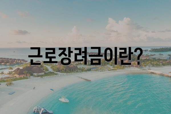 근로장려금이란?