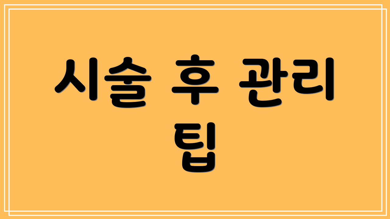 시술 후 관리 팁
