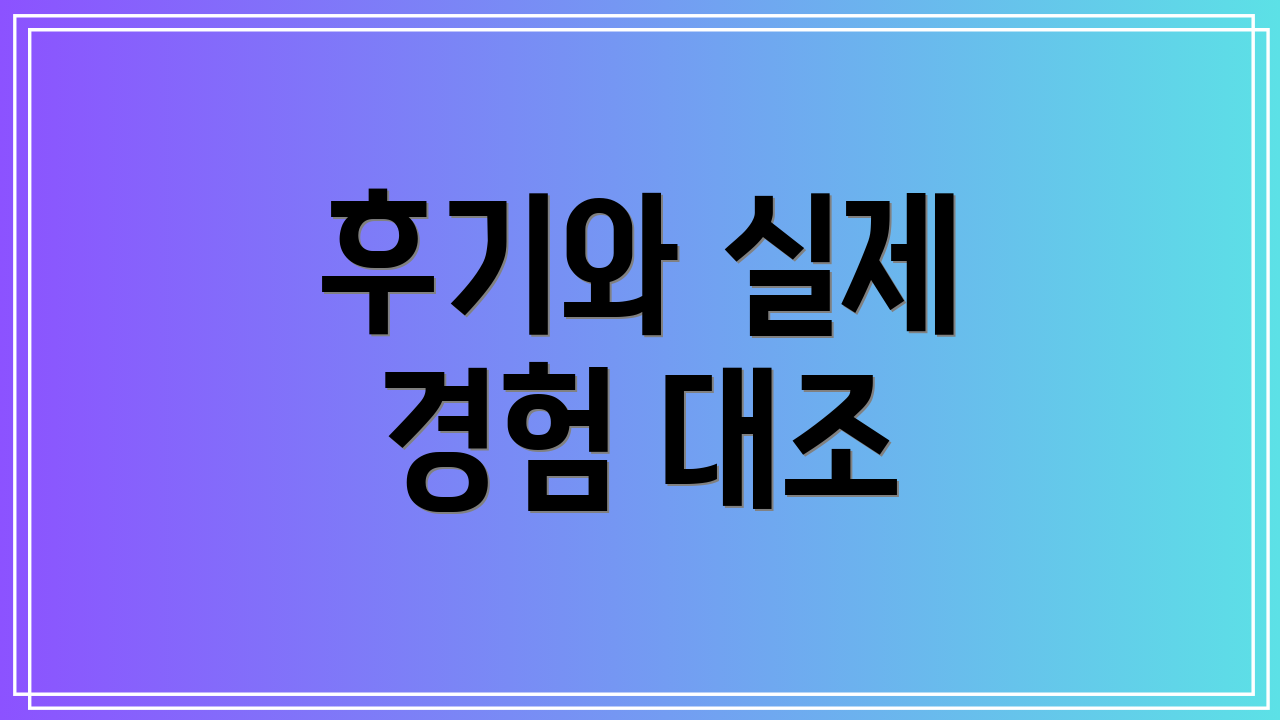 후기와 실제 경험 대조