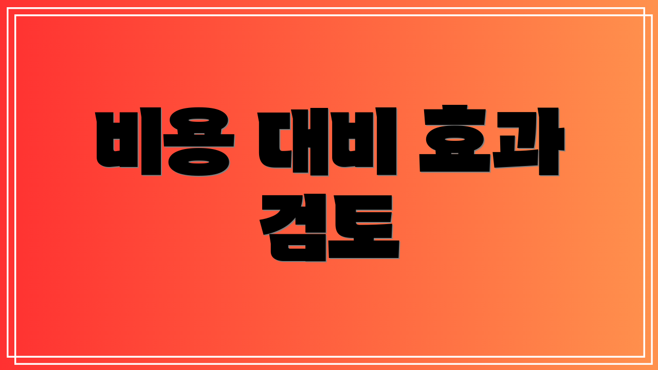 비용 대비 효과 검토