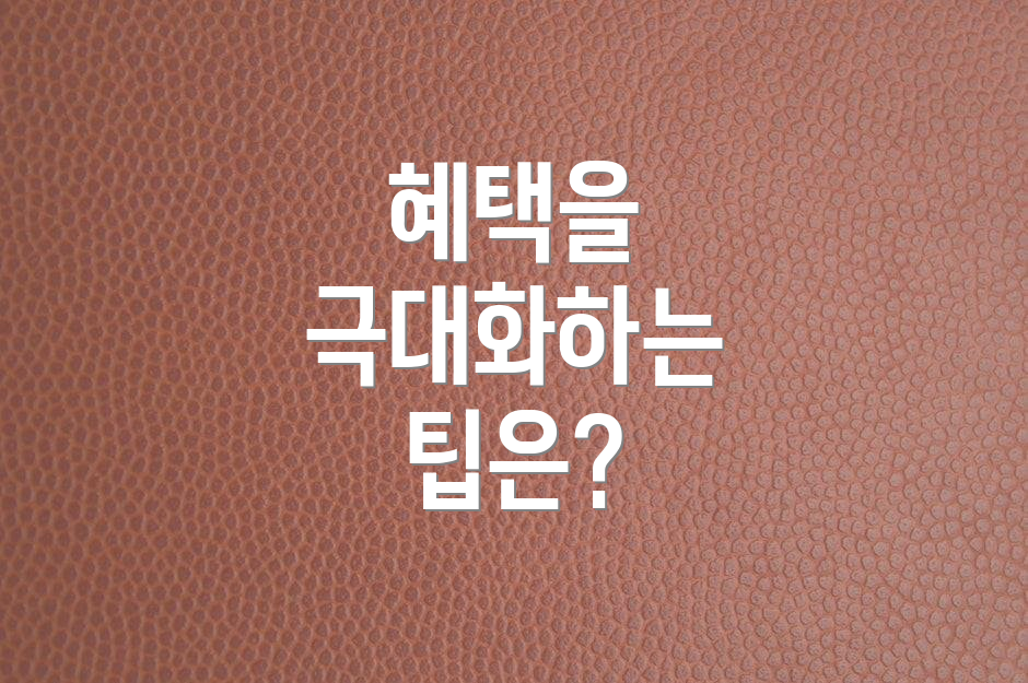 혜택을 극대화하는 팁은?