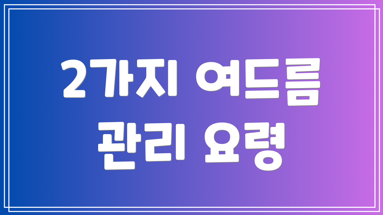 2가지 여드름 관리 요령
