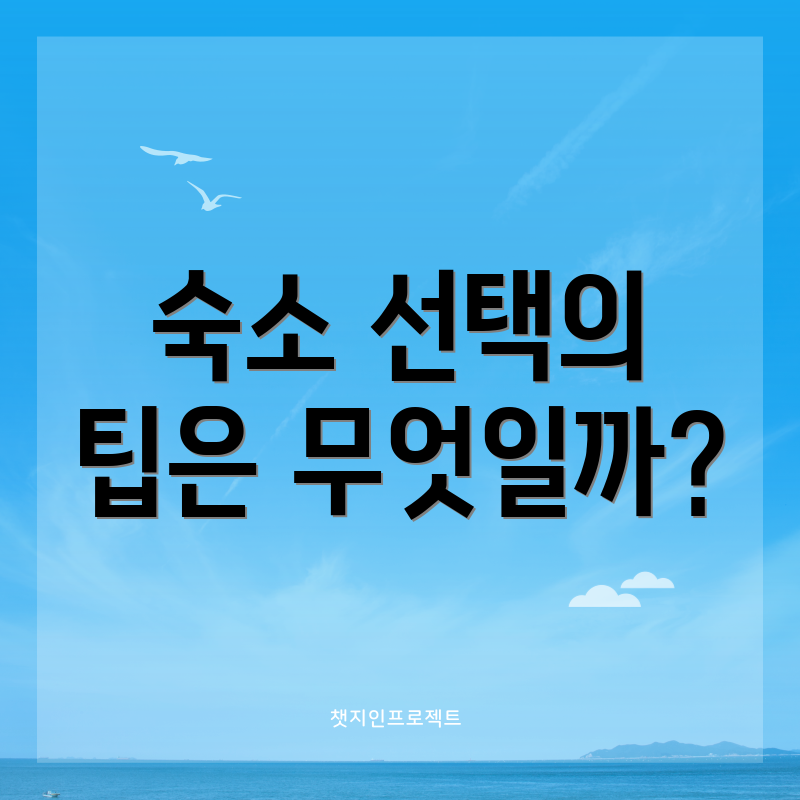 숙소 선택의 팁은 무엇일까?