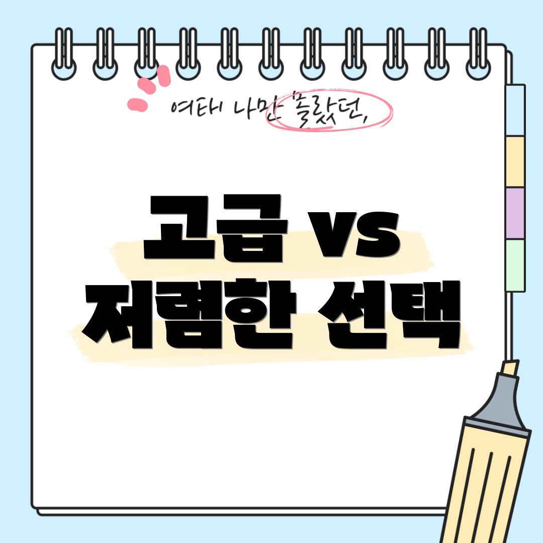 고급 vs 저렴한 선택