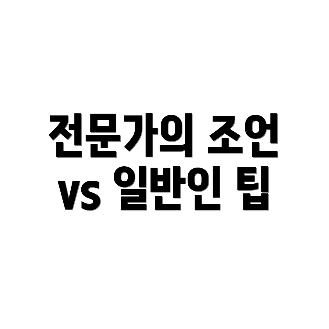 전문가의 조언 vs 일반인 팁