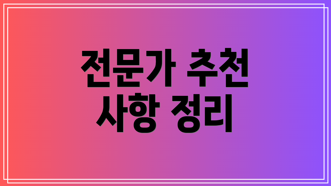 전문가 추천 사항 정리