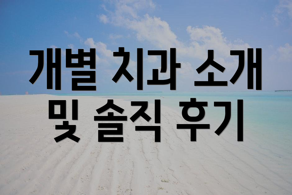 개별 치과 소개 및 솔직 후기
