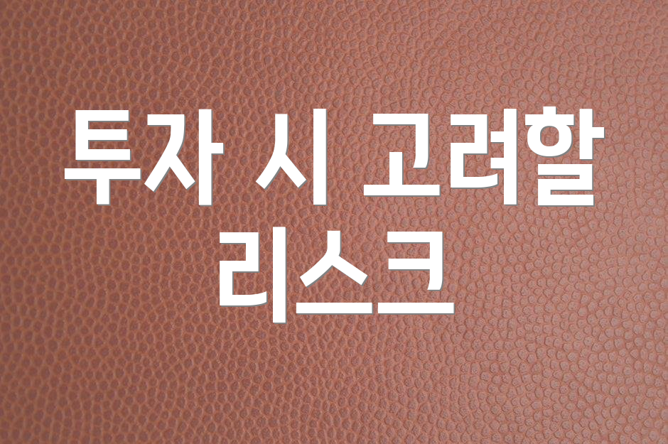 투자 시 고려할 리스크