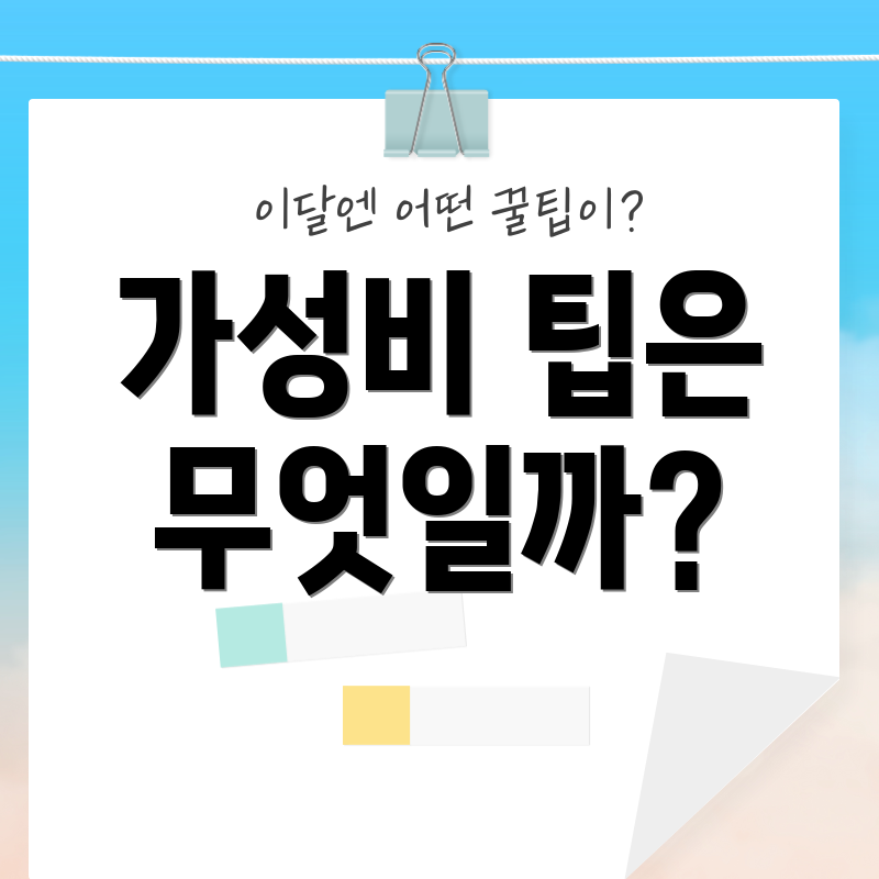 가성비 팁은 무엇일까?