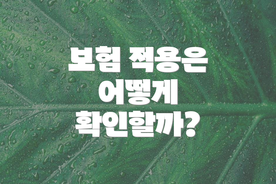 보험 적용은 어떻게 확인할까?