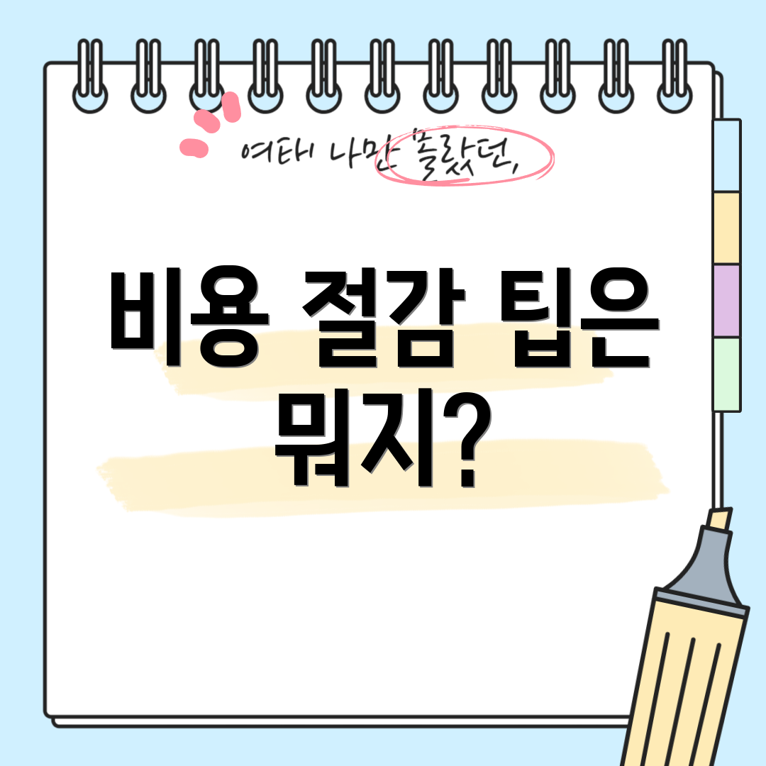 비용 절감 팁은 뭐지?