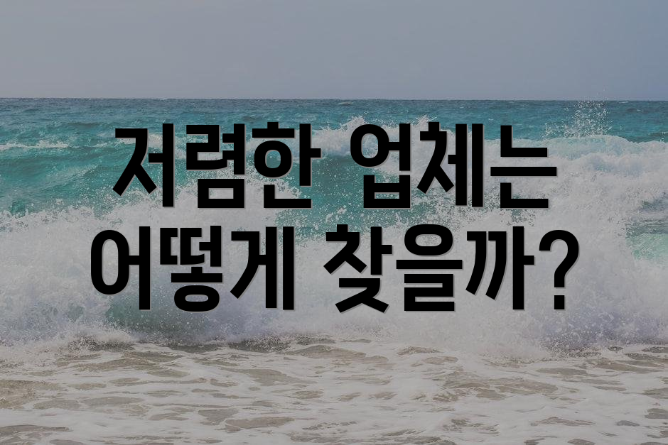 저렴한 업체는 어떻게 찾을까?