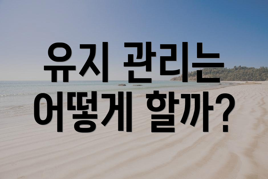 유지 관리는 어떻게 할까?