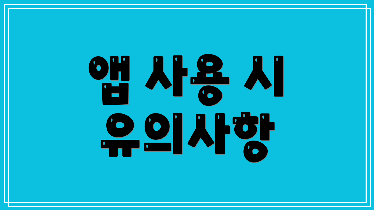 앱 사용 시 유의사항