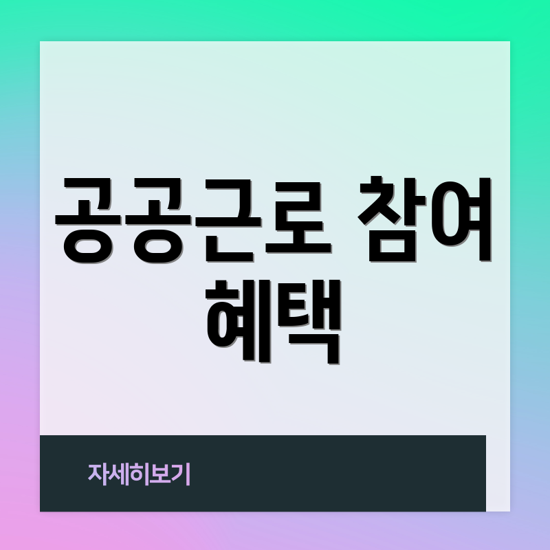 공공근로 참여 혜택