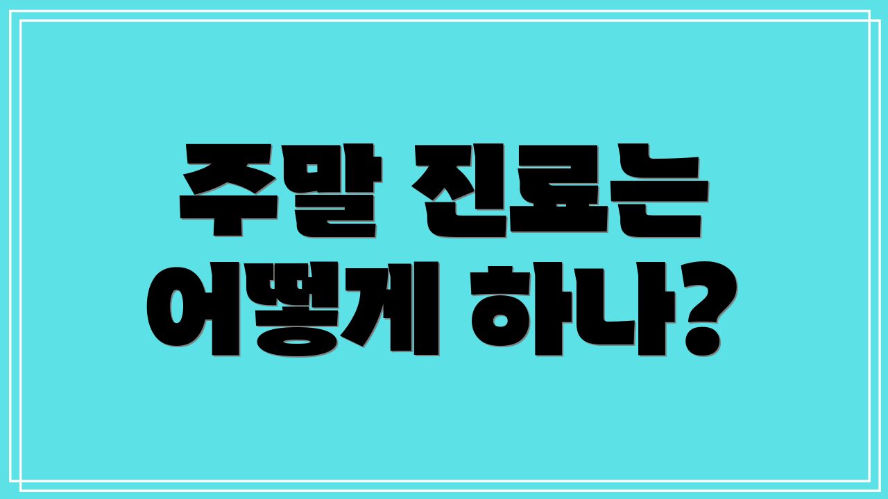 주말 진료는 어떻게 하나?