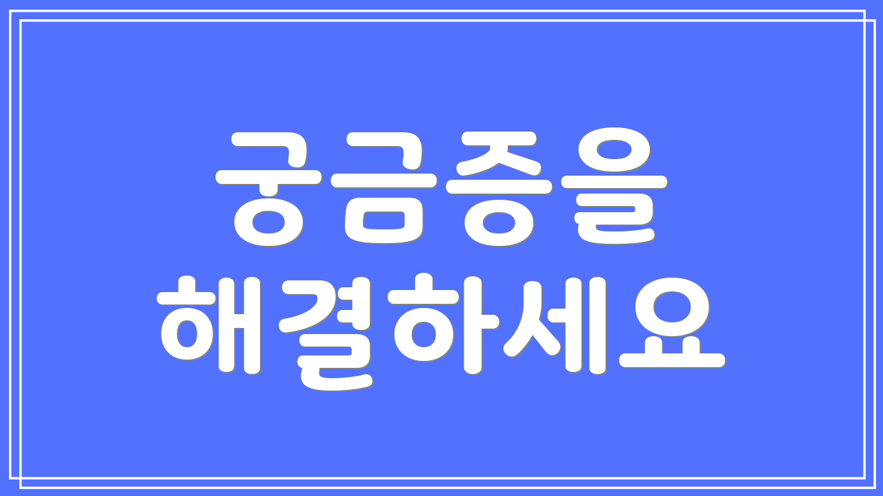 궁금증을 해결하세요