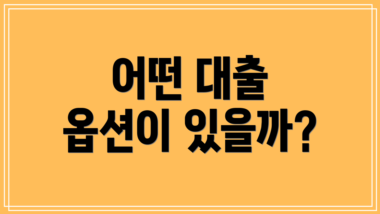 어떤 대출 옵션이 있을까?