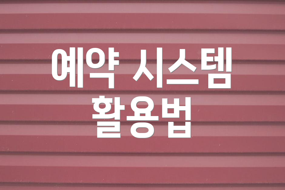 예약 시스템 활용법