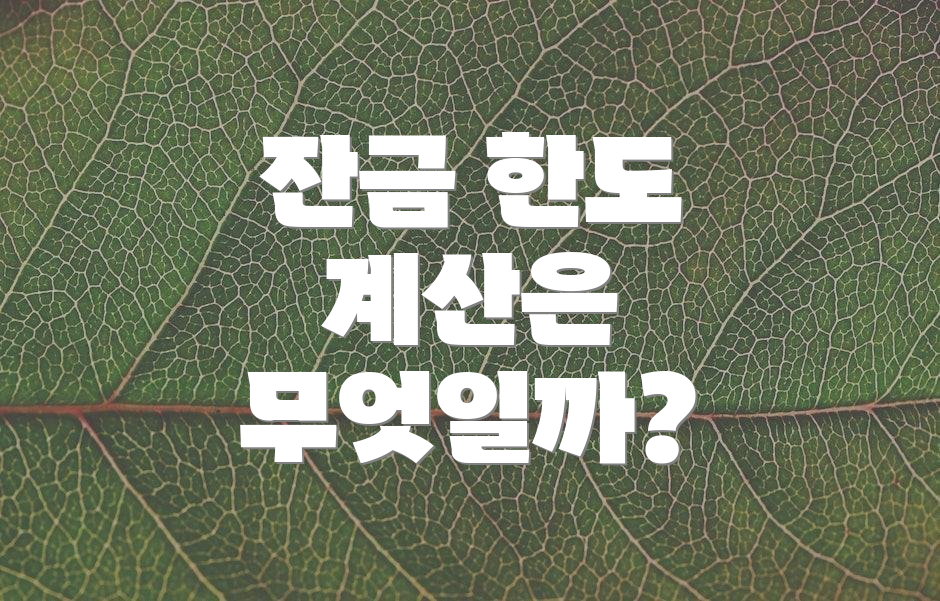 잔금 한도 계산은 무엇일까?