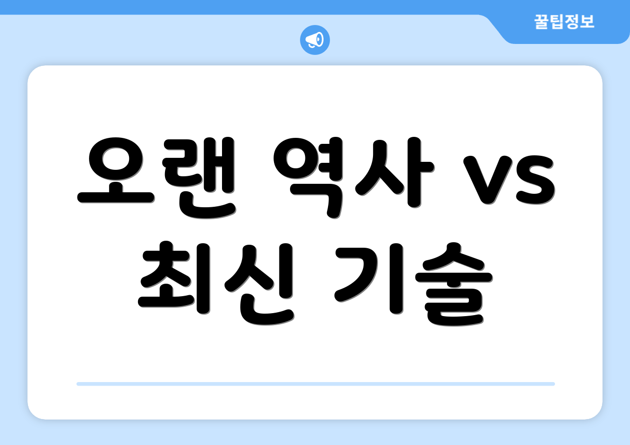 오랜 역사 vs 최신 기술