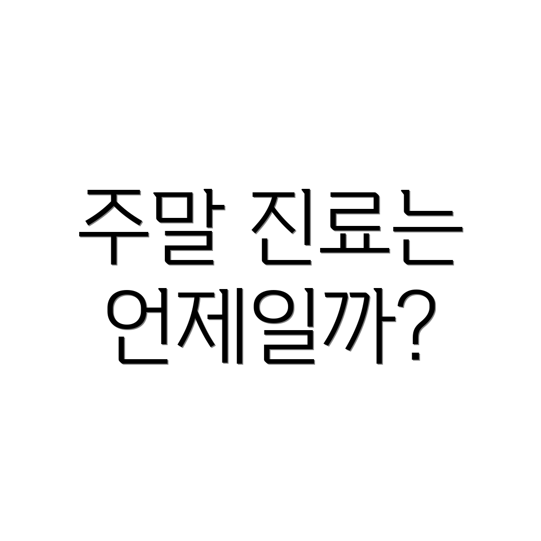 주말 진료는 언제일까?