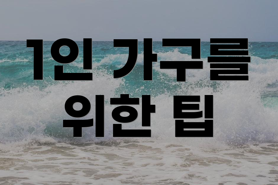 1인 가구를 위한 팁