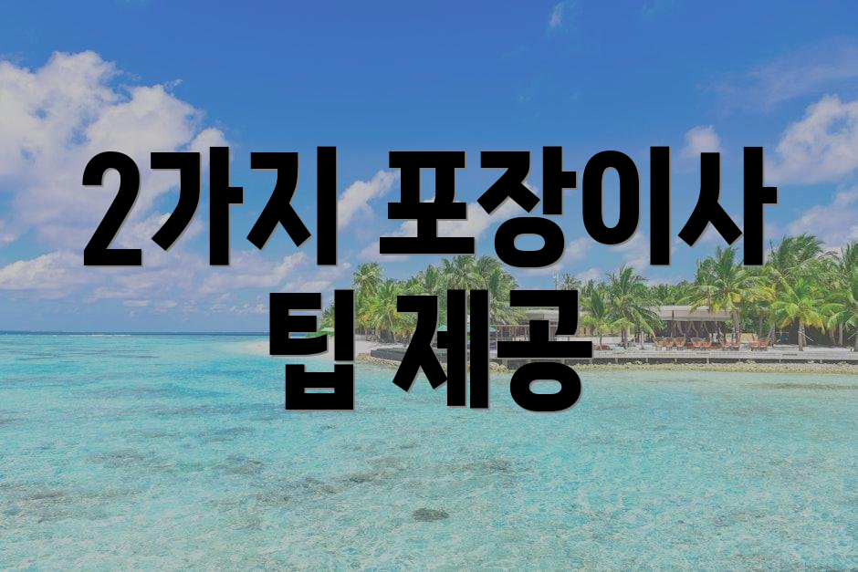 2가지 포장이사 팁 제공