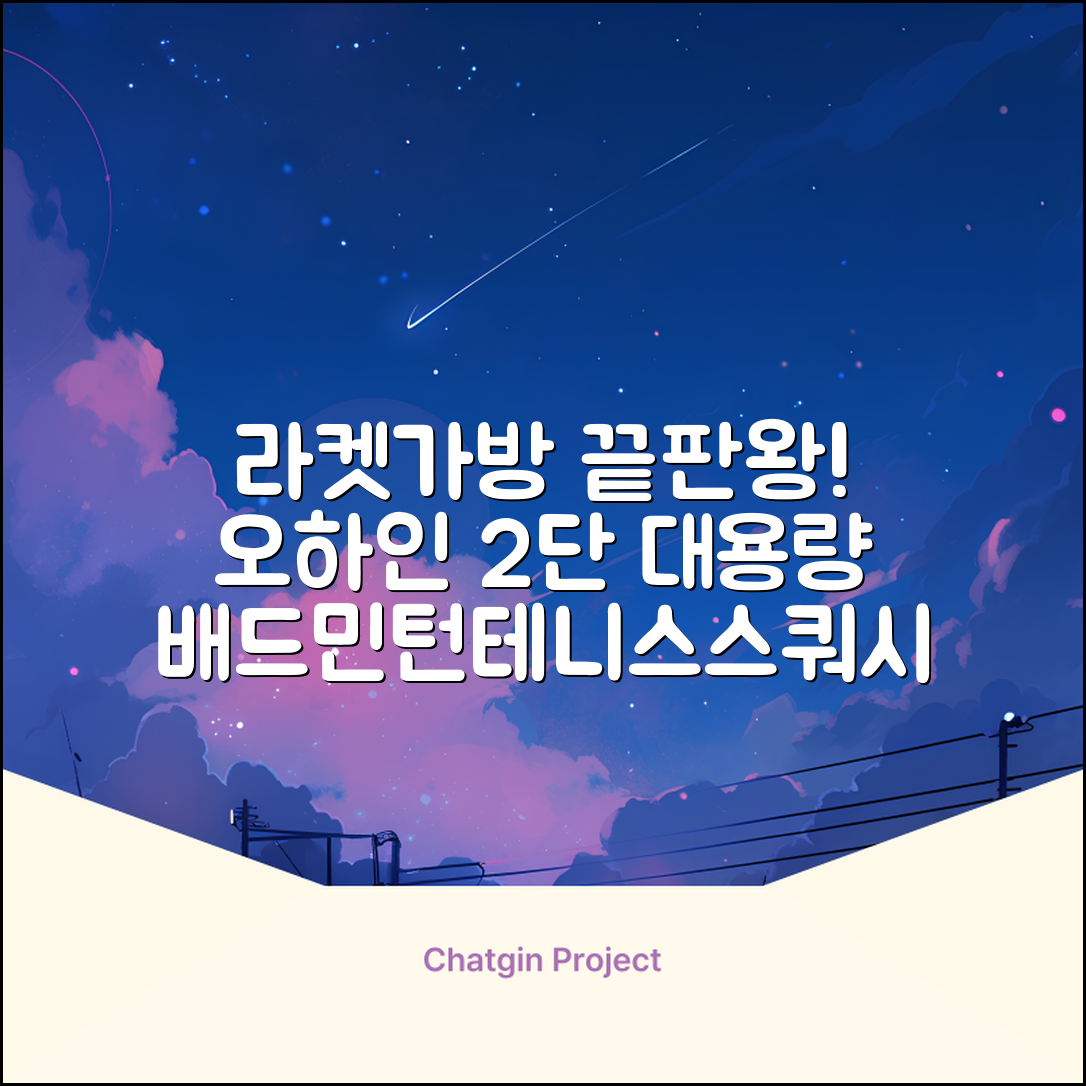 오하인 배드민턴 테니스 스쿼시 2단 대용량 라켓 가방, 블랙, 1개 추천 리뷰